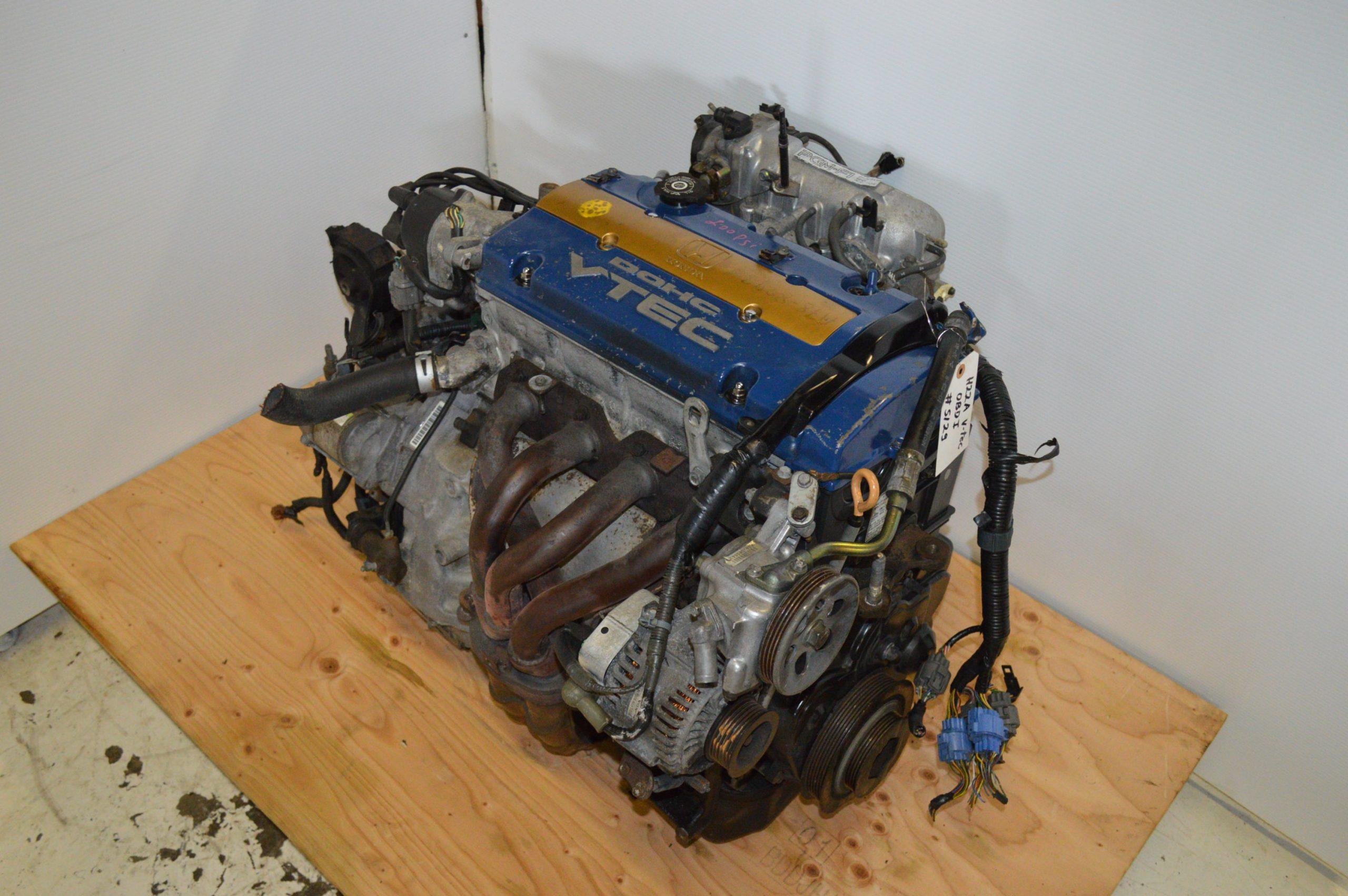 1992-1995 HONDA PRELUDE OBD1 H22A BLUE TOP ENGINE WITH 5-SP MANUAL TRANS ECU
