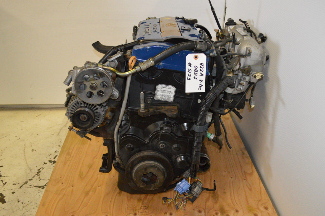1992-1995 HONDA PRELUDE OBD1 H22A BLUE TOP ENGINE WITH 5-SP MANUAL TRANS ECU